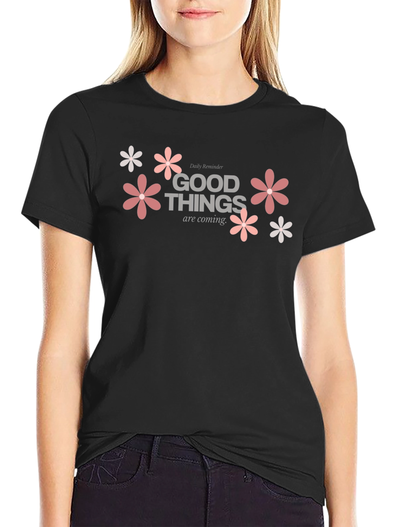 Good Things Coming Floral Graphic Tee - Black