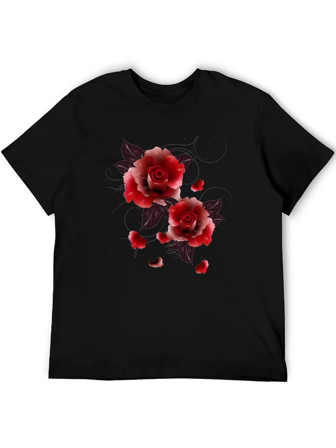 Black Floral Roses Graphic Tee
