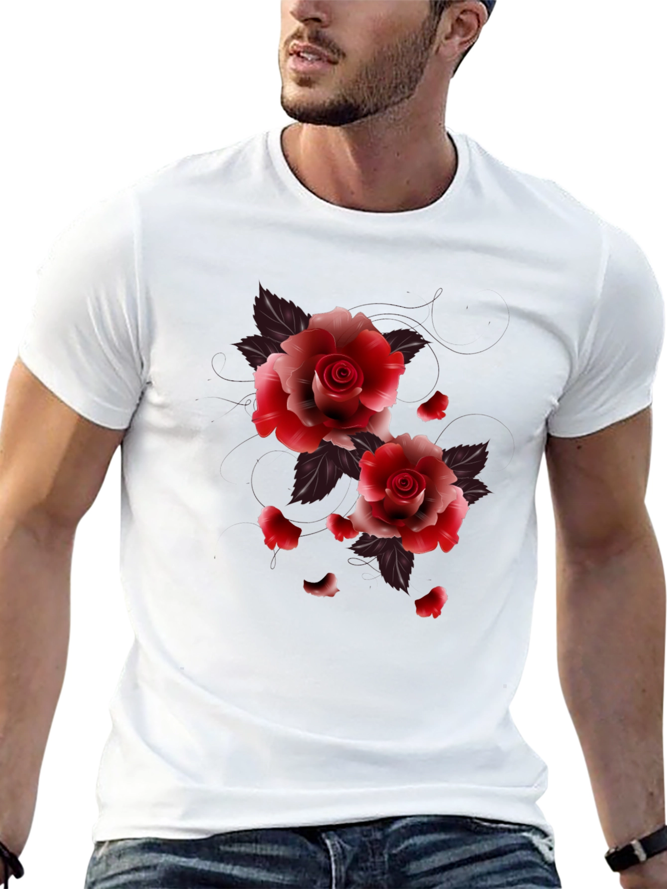 Black Floral Roses Graphic Tee