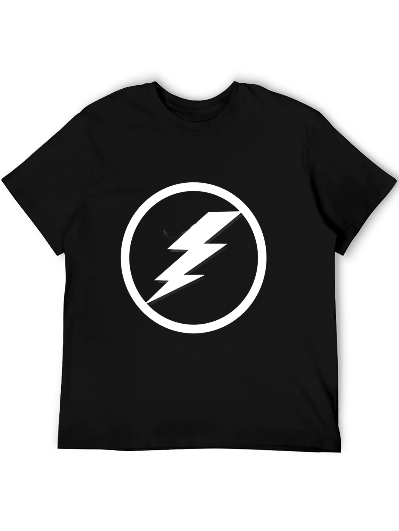 Lightning Bolt Graphic Tee - Black Cotton Casual Shirt