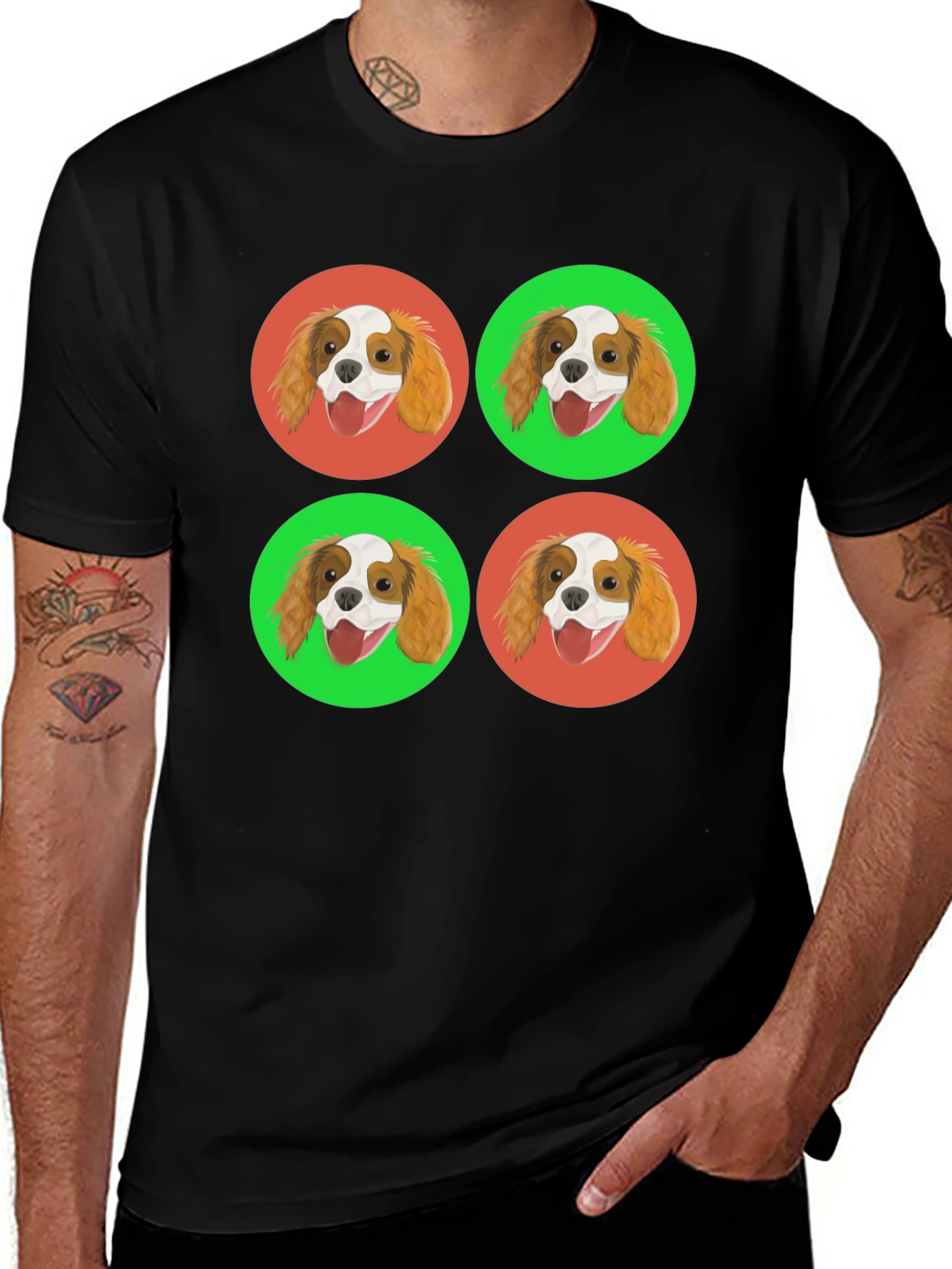 Cavalier King Charles Spaniel Pop Art Black T-Shirt