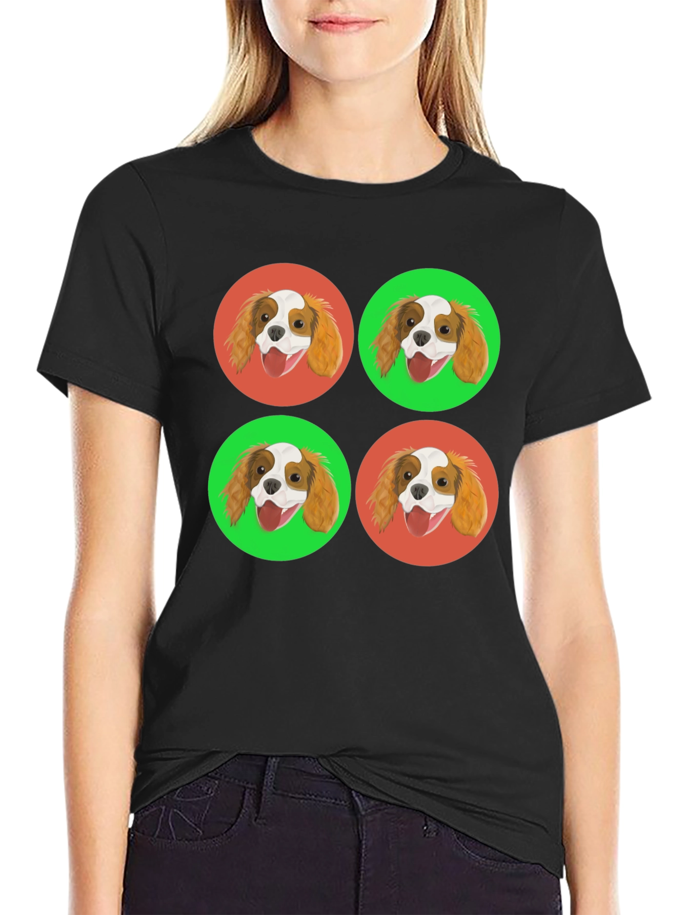 Cavalier King Charles Spaniel Pop Art Black T-Shirt