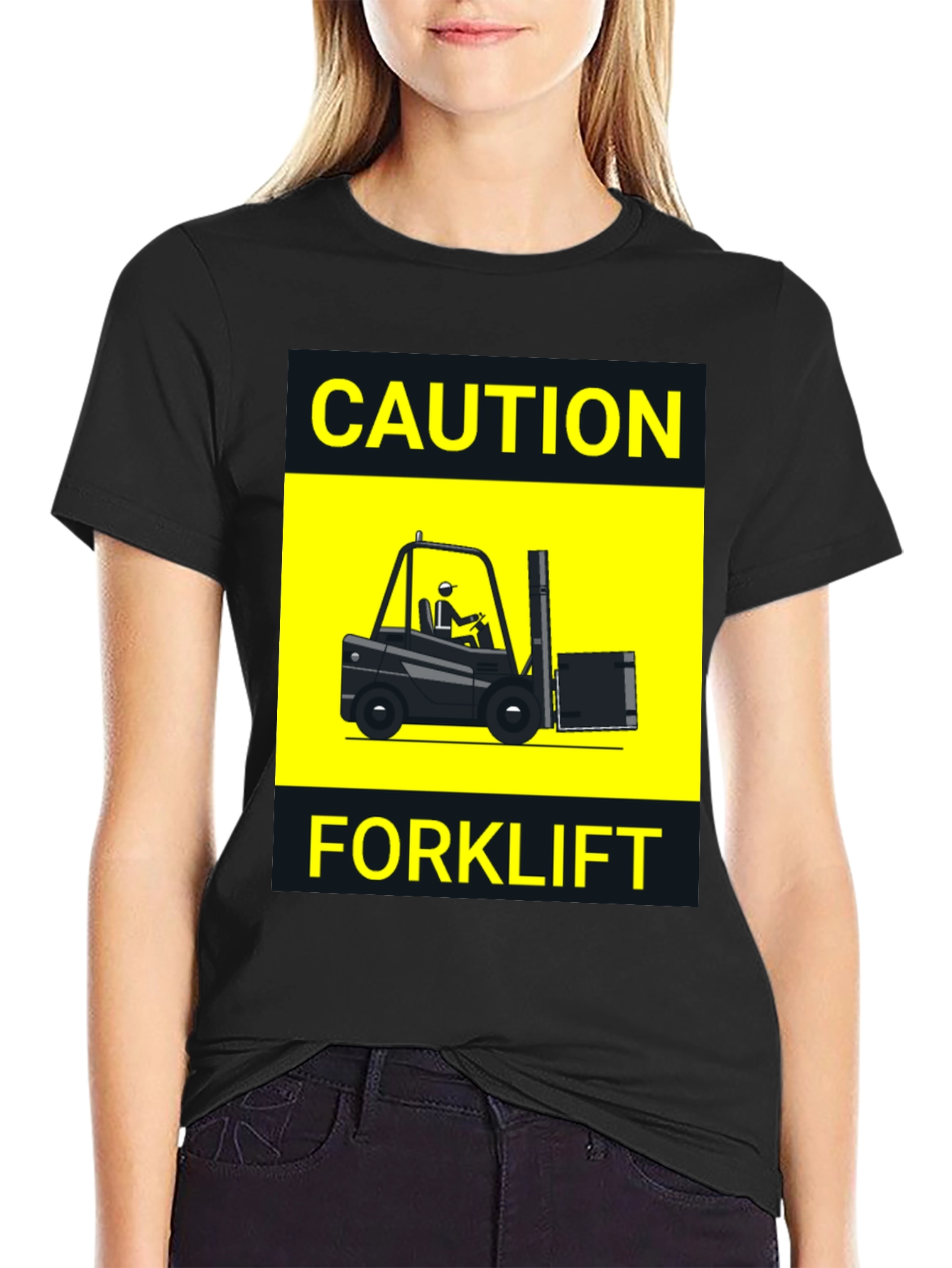 Caution Forklift T-Shirt - Novelty Graphic Tee