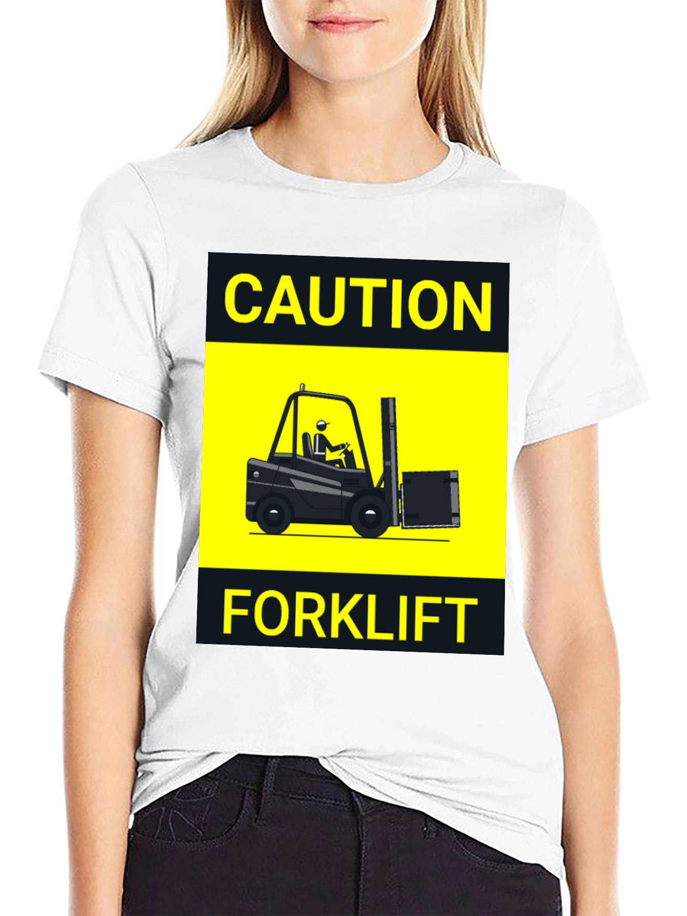 Caution Forklift T-Shirt - Novelty Graphic Tee