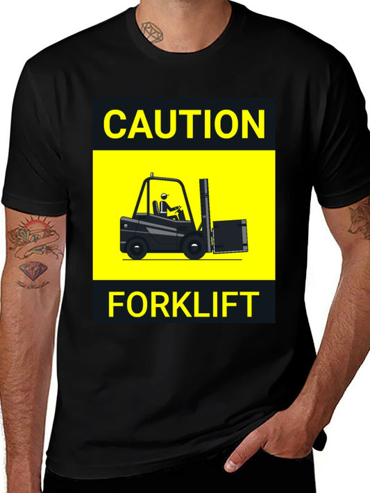 Caution Forklift T-Shirt - Novelty Graphic Tee