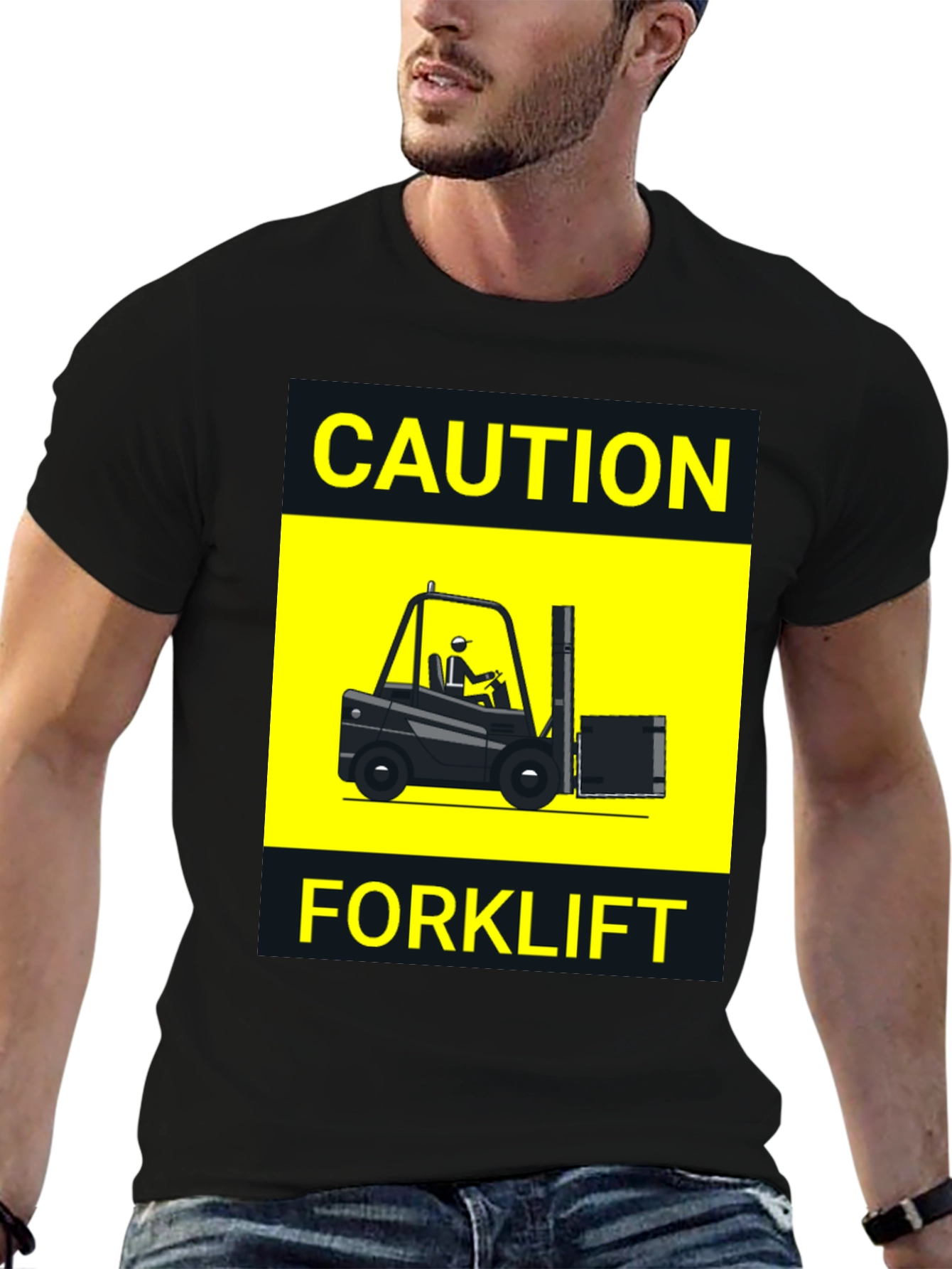 Caution Forklift T-Shirt - Novelty Graphic Tee