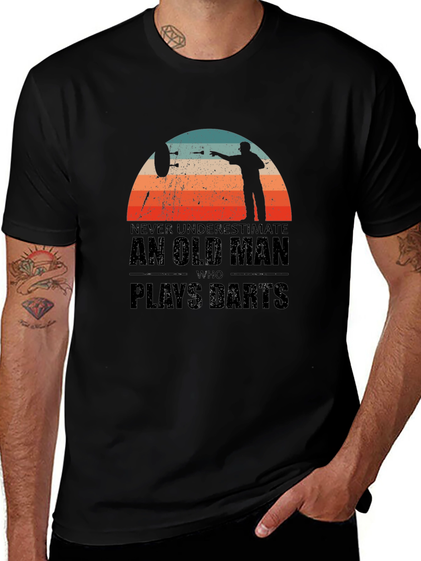 Never Underestimate Old Man Darts T-Shirt
