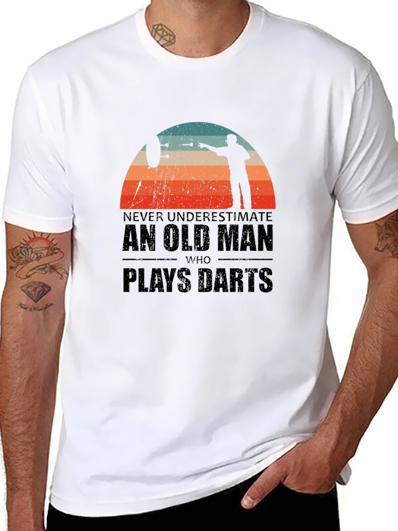 Never Underestimate Old Man Darts T-Shirt