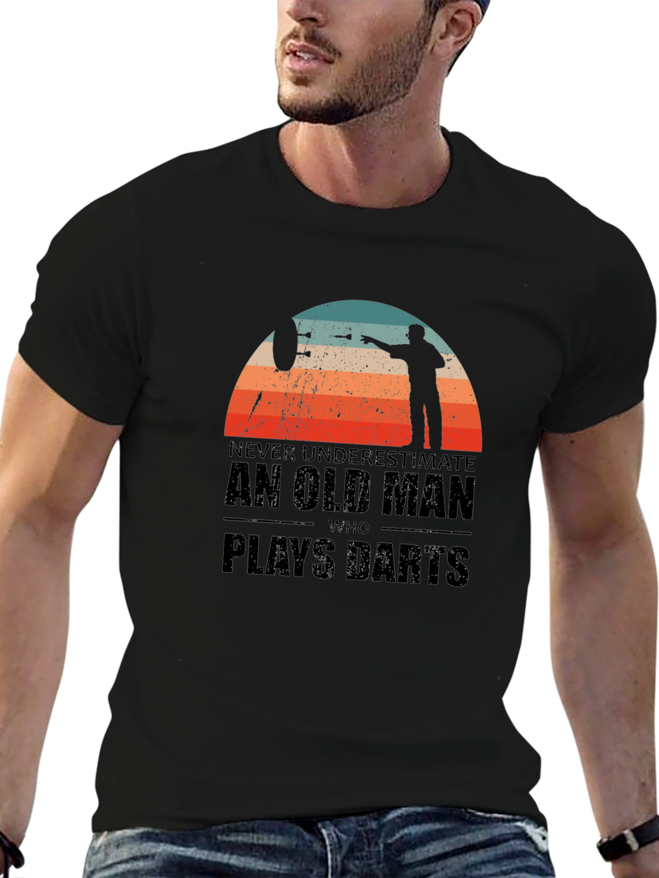 Never Underestimate Old Man Darts T-Shirt