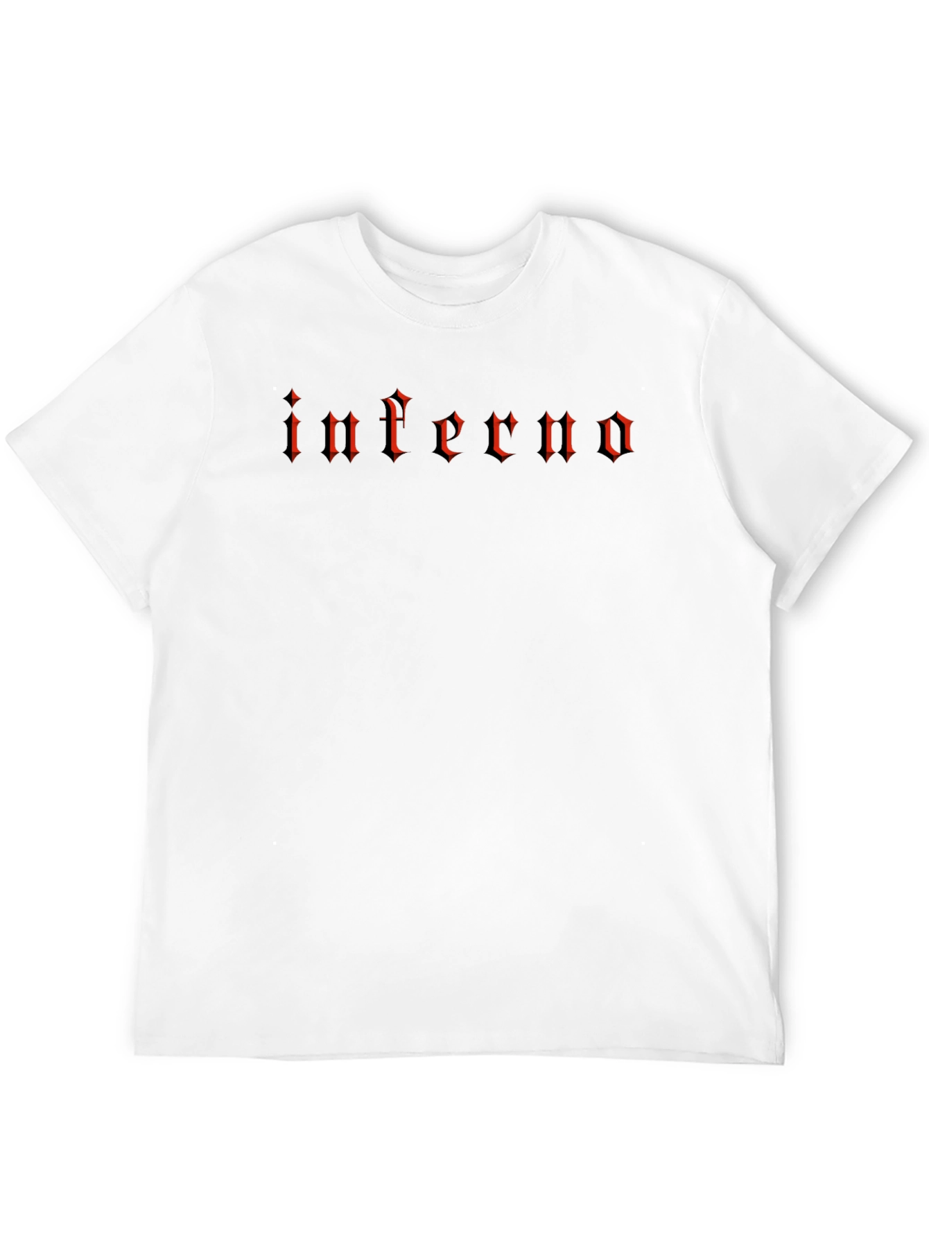 Inferno Red Gothic Lettering Black T-Shirt