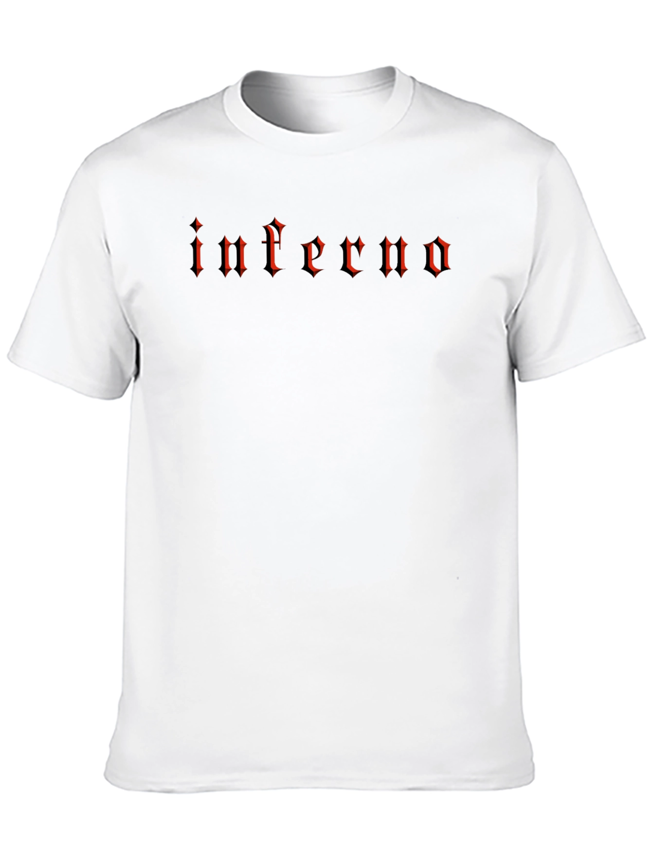 Inferno Red Gothic Lettering Black T-Shirt