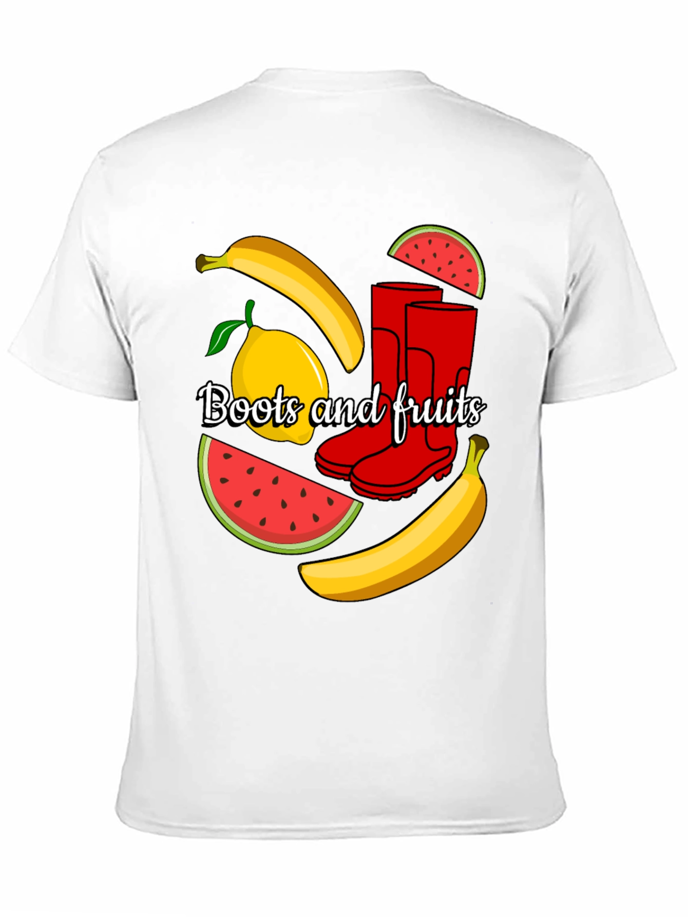 Funky Boots & Fruits Black Graphic Tee