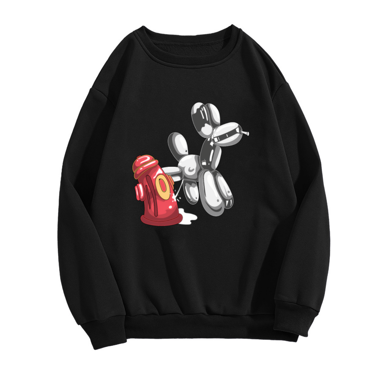 Silver Balloon Dog Fire Hydrant Art - Crewneck Sweatshirt | Dog Lover, Humor, Pop Art Gift