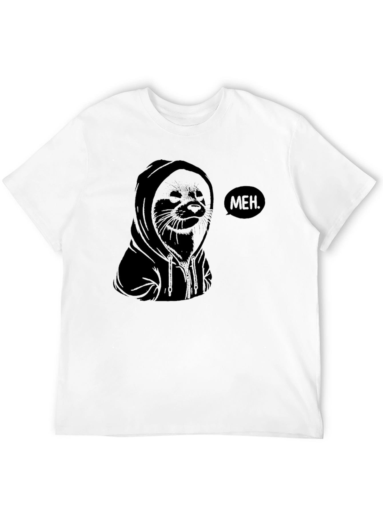 Meh. Hoodie Seal Graphic T-Shirt - Black