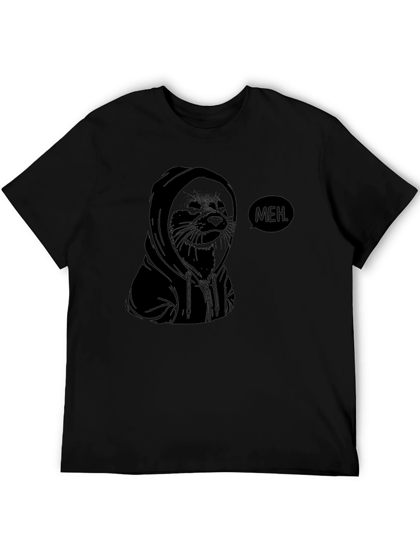 Meh. Hoodie Seal Graphic T-Shirt - Black