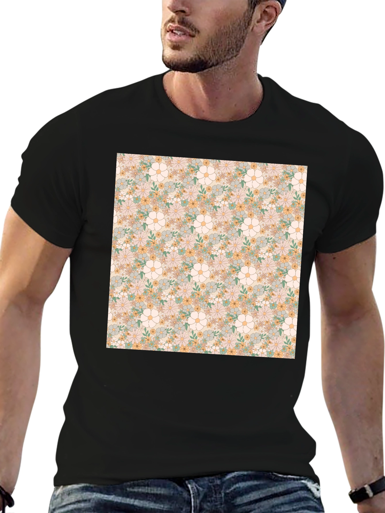 Floral Pattern T-Shirt - Retro Design