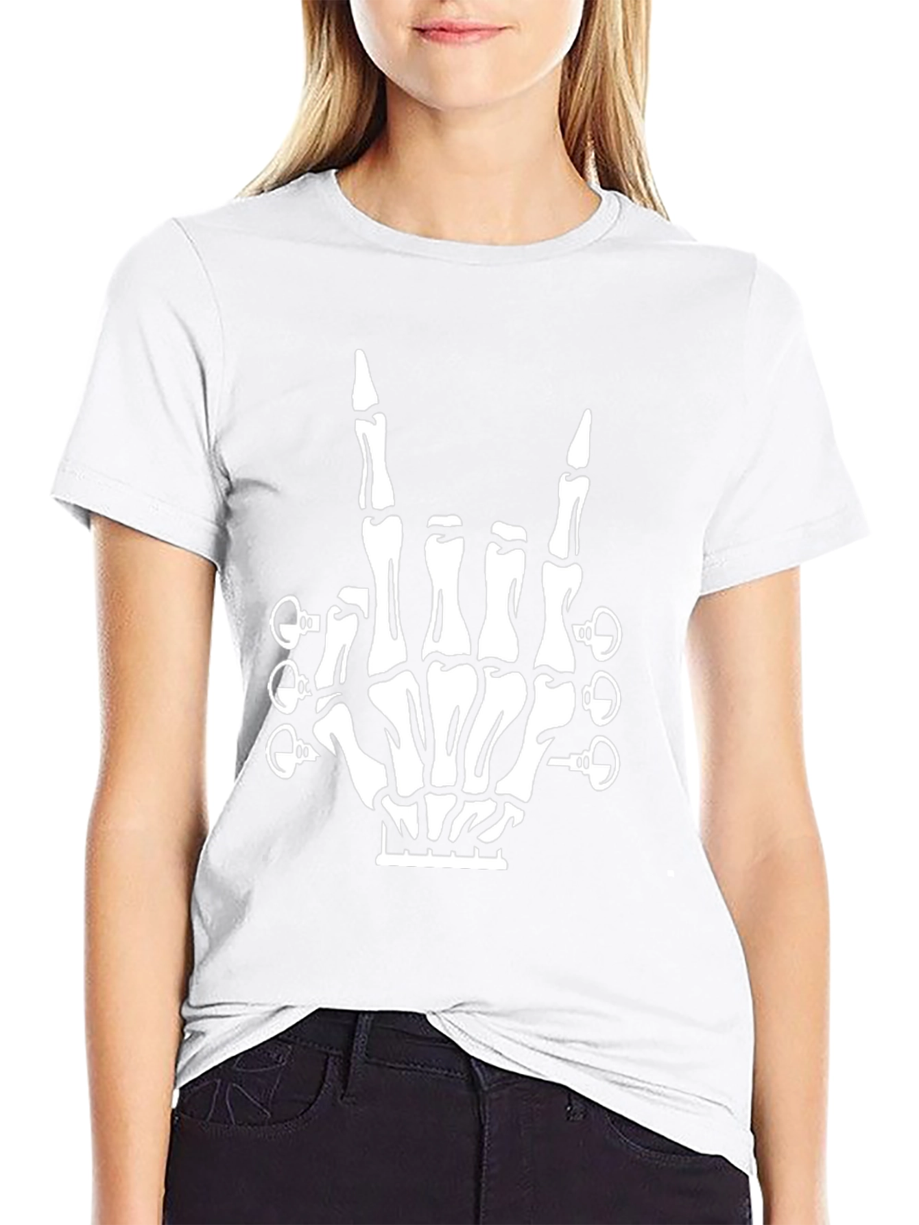Rock On Skeleton Hand Guitar T-Shirt