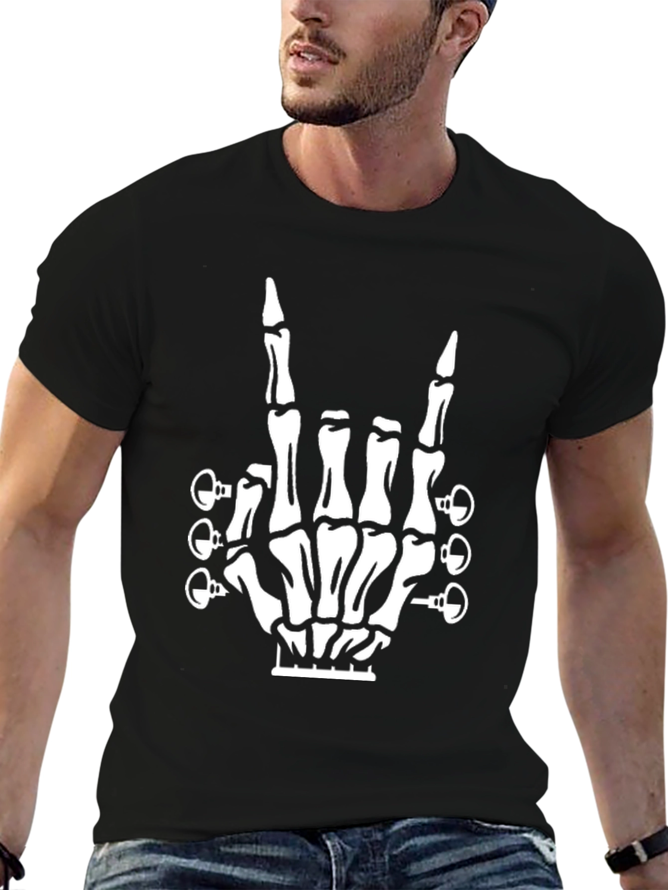 Rock On Skeleton Hand Guitar T-Shirt