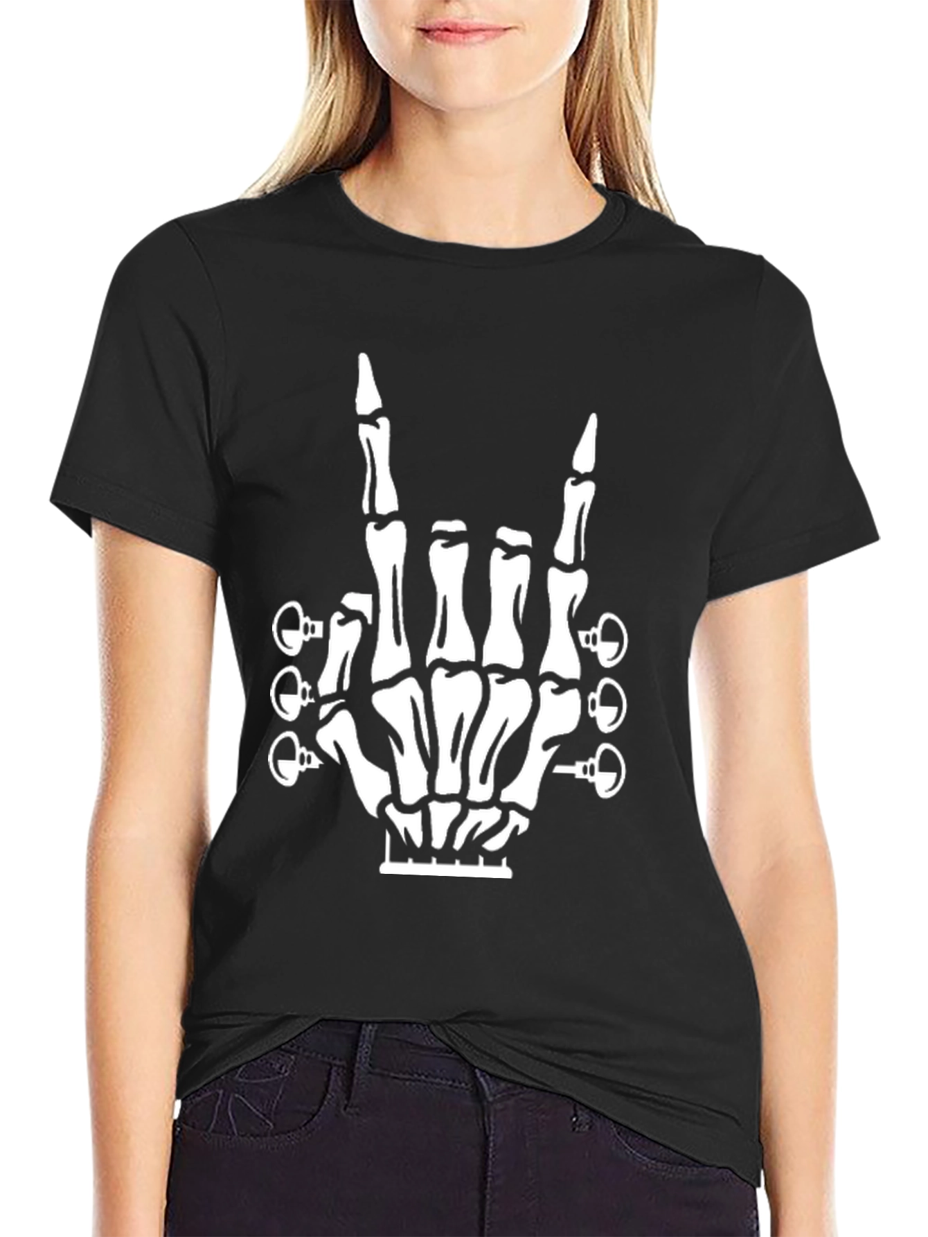 Rock On Skeleton Hand Guitar T-Shirt