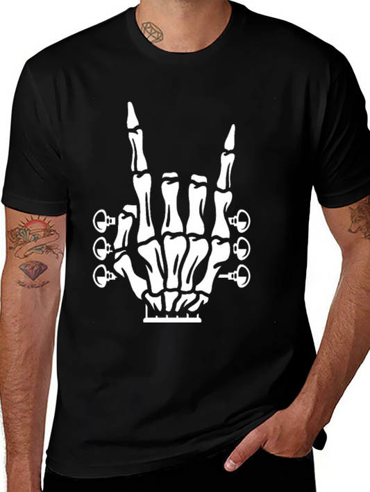 Rock On Skeleton Hand Guitar T-Shirt