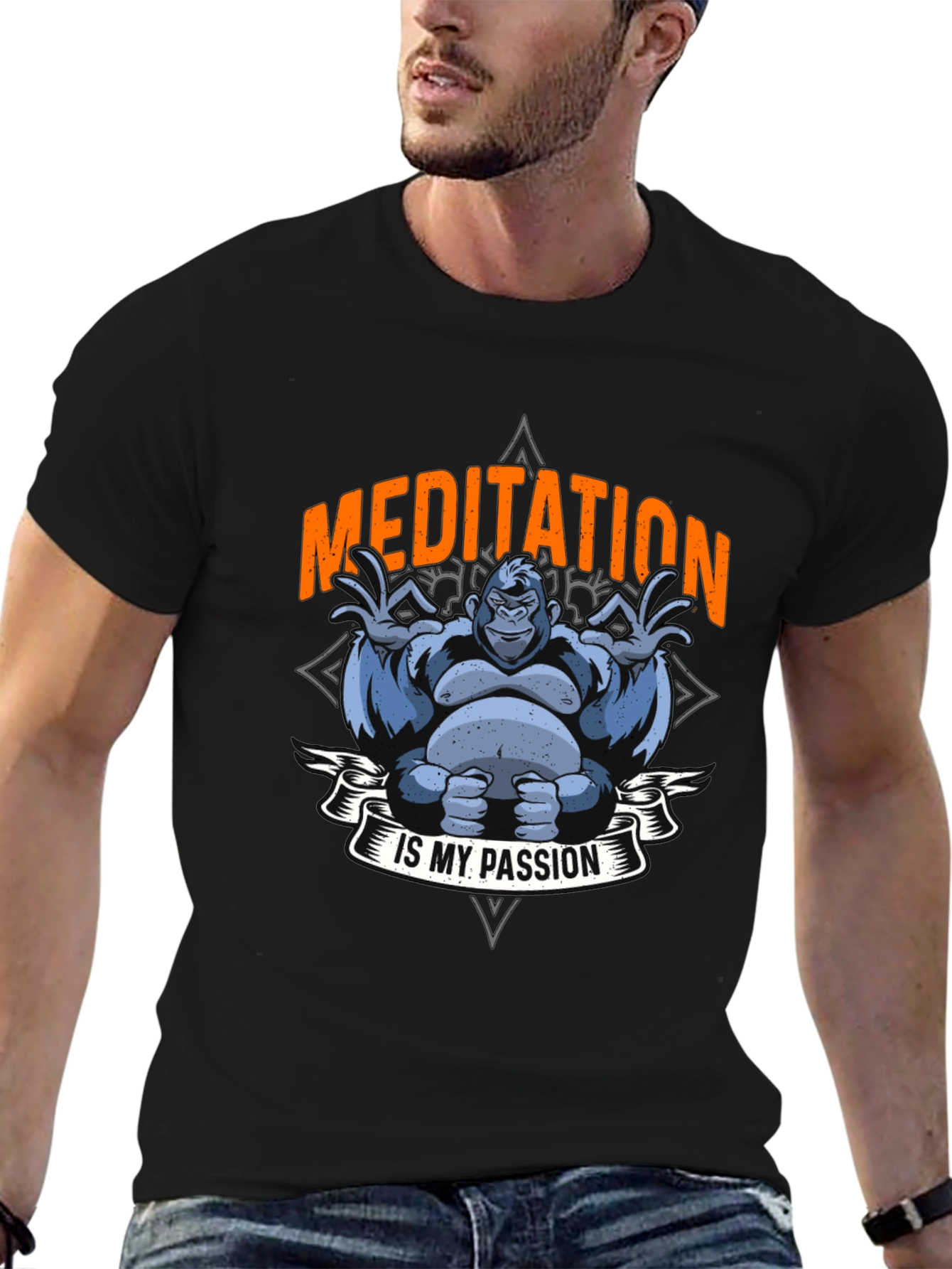 Meditating Gorilla Graphic T-Shirt - Funny Yoga Tee