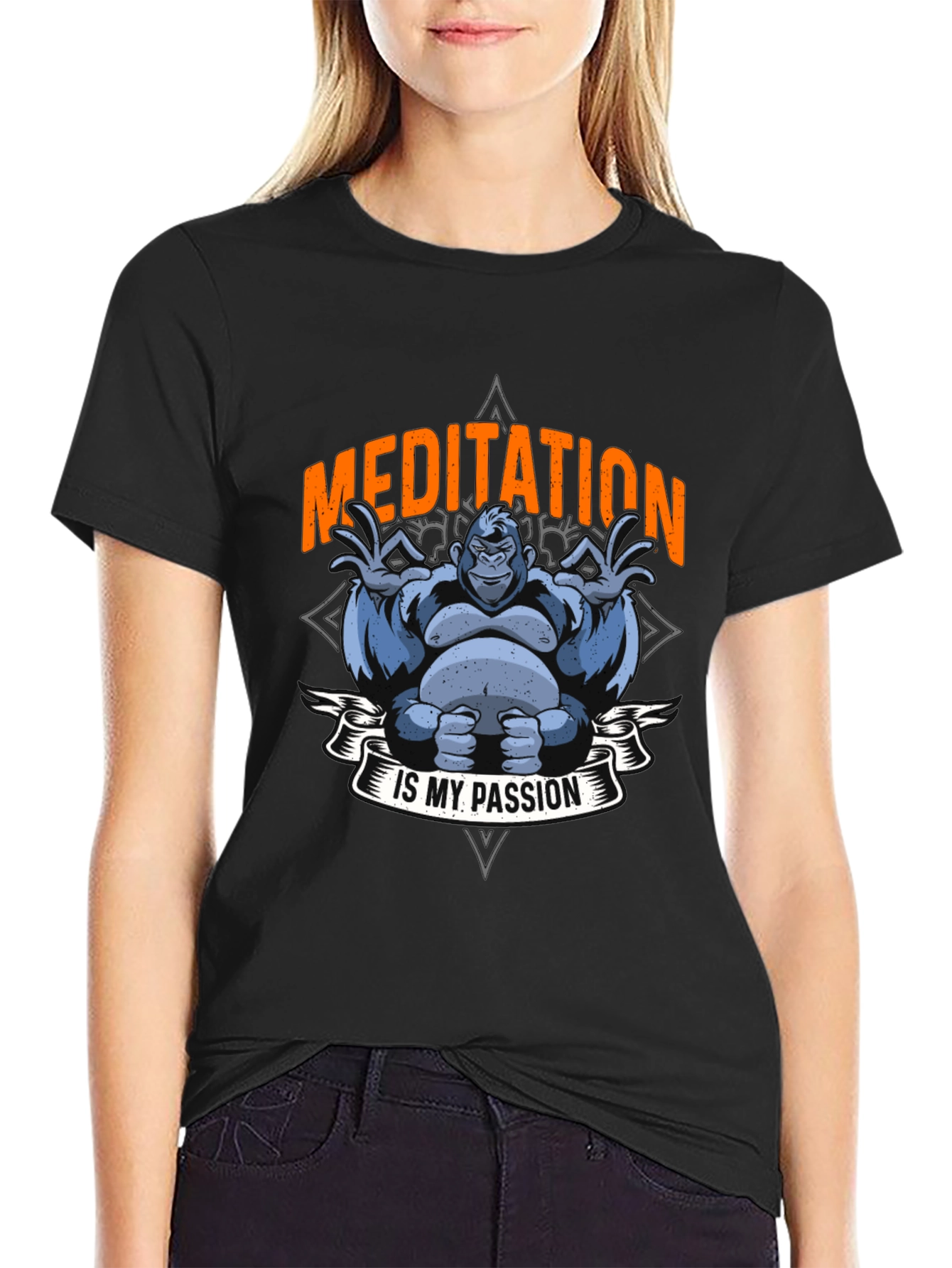Meditating Gorilla Graphic T-Shirt - Funny Yoga Tee