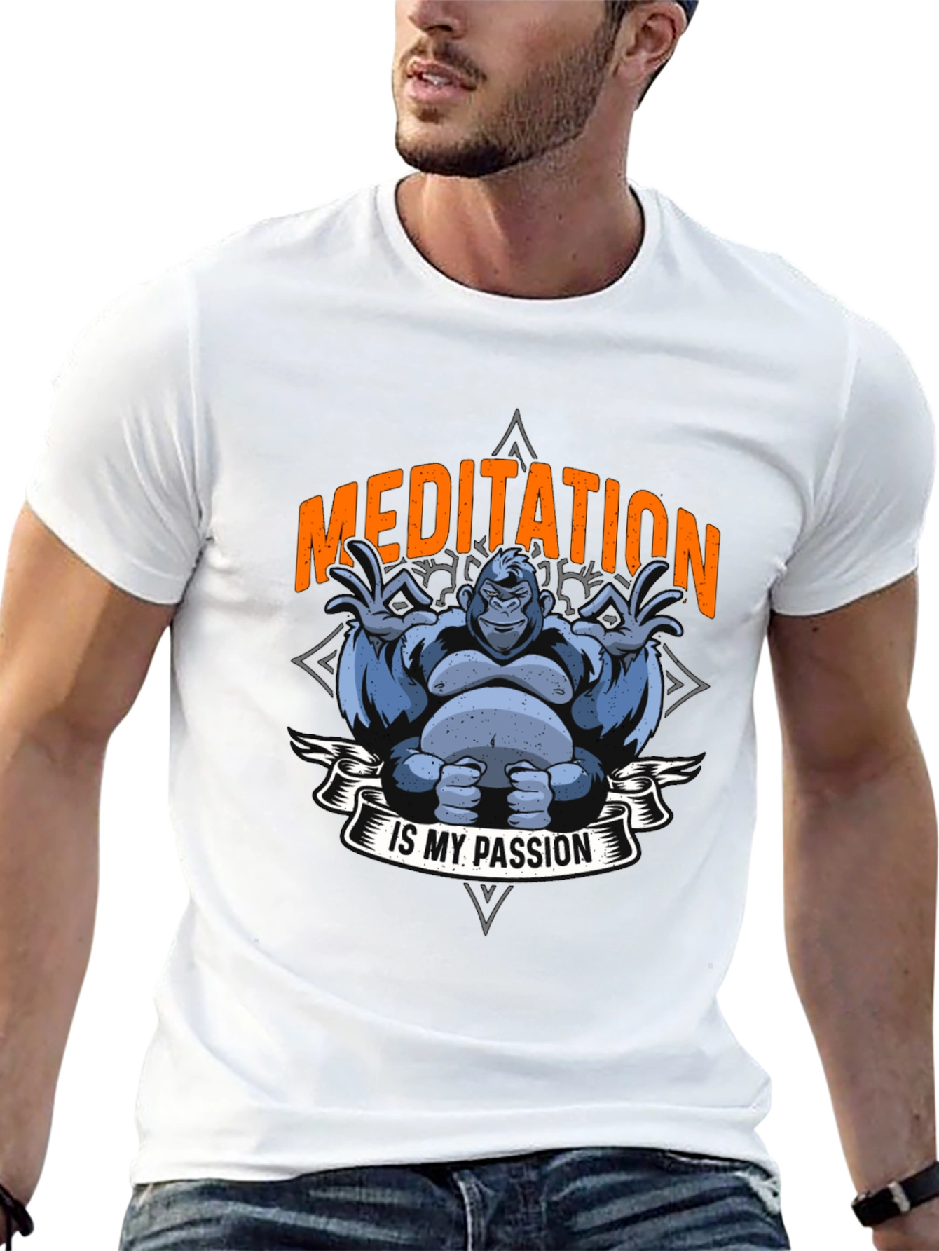 Meditating Gorilla Graphic T-Shirt - Funny Yoga Tee