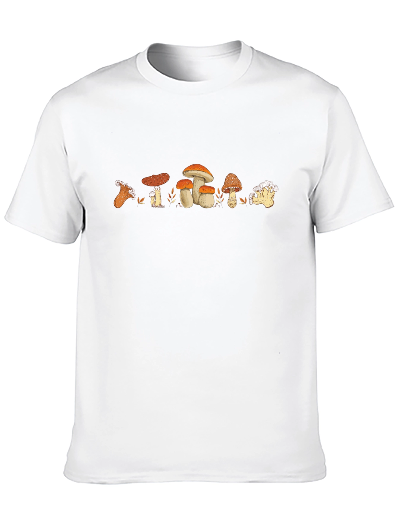 Mushroom Variety Print Crew Neck T-Shirt