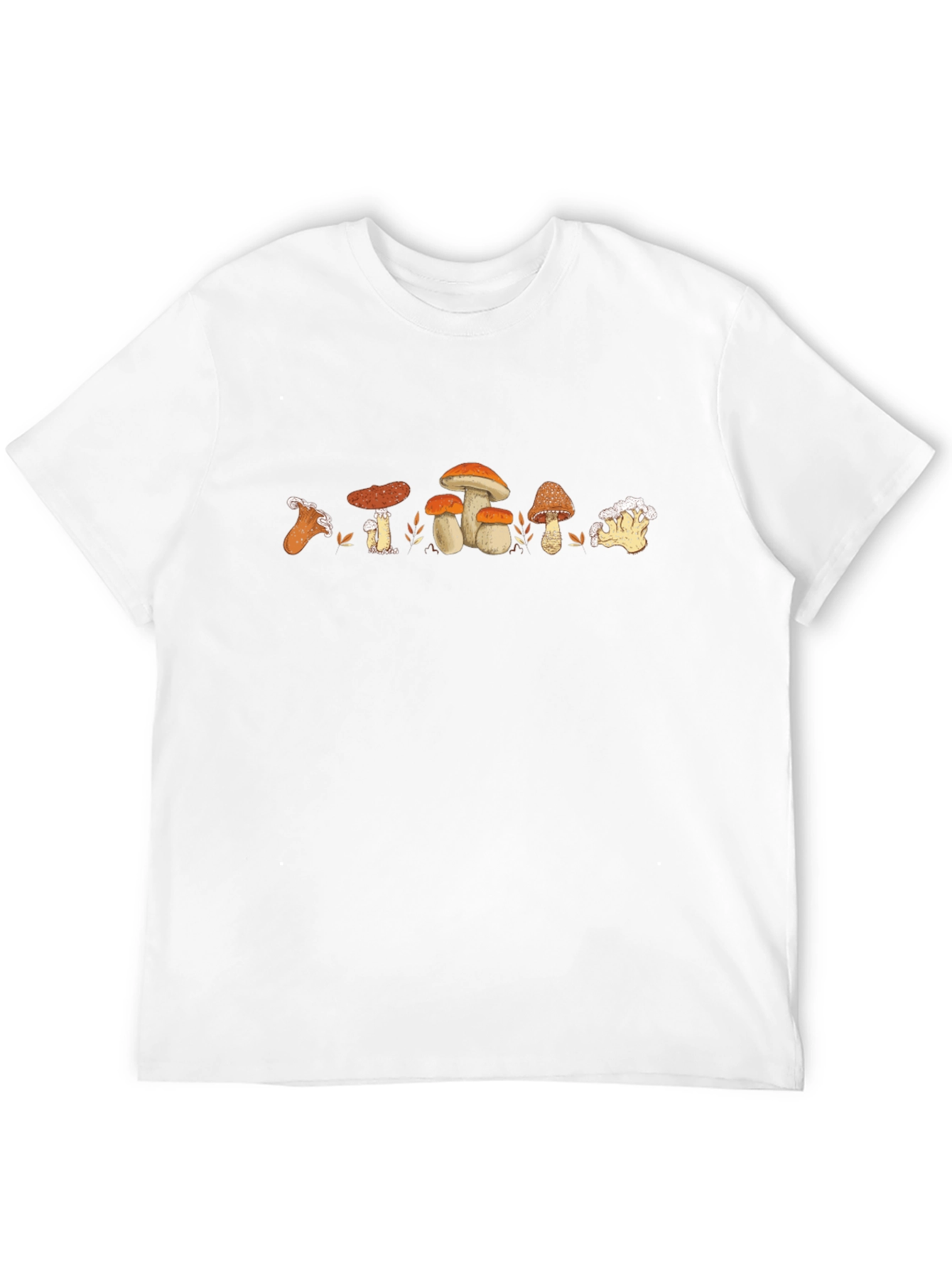 Mushroom Variety Print Crew Neck T-Shirt