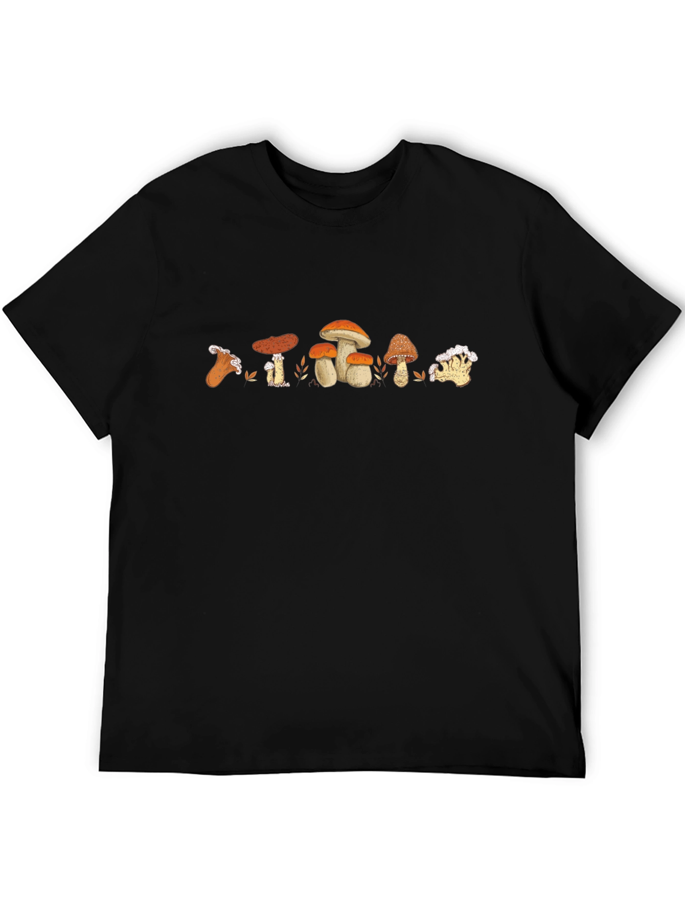 Mushroom Variety Print Crew Neck T-Shirt