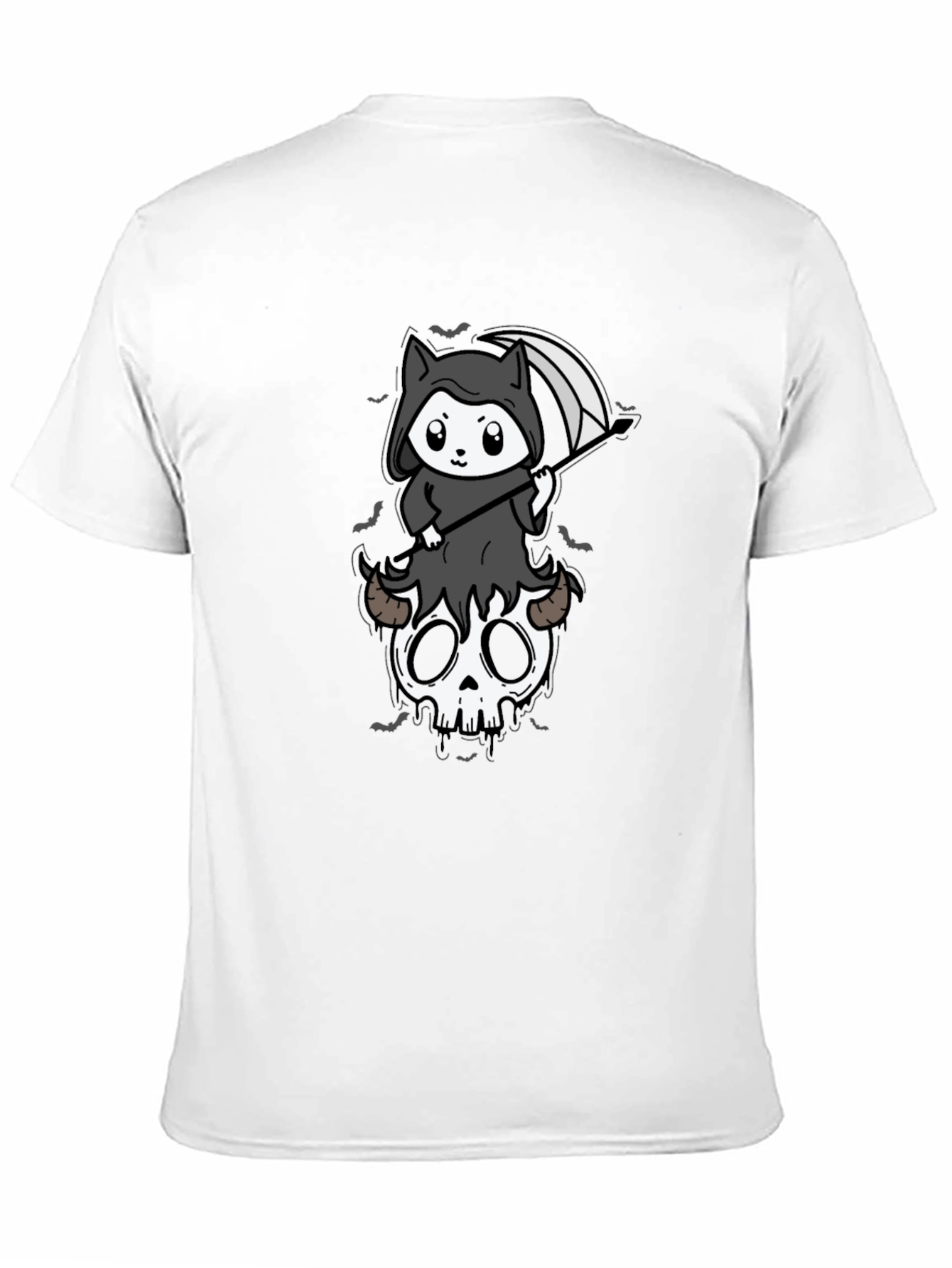 Grim Reaper Kitten T-Shirt - Skull Cute Spooky Tee