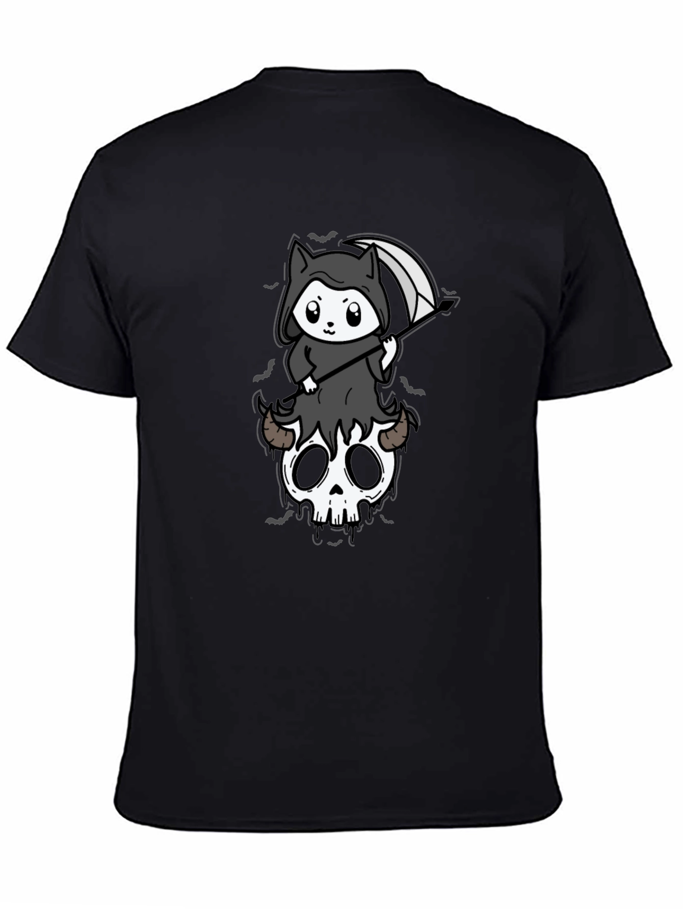 Grim Reaper Kitten T-Shirt - Skull Cute Spooky Tee