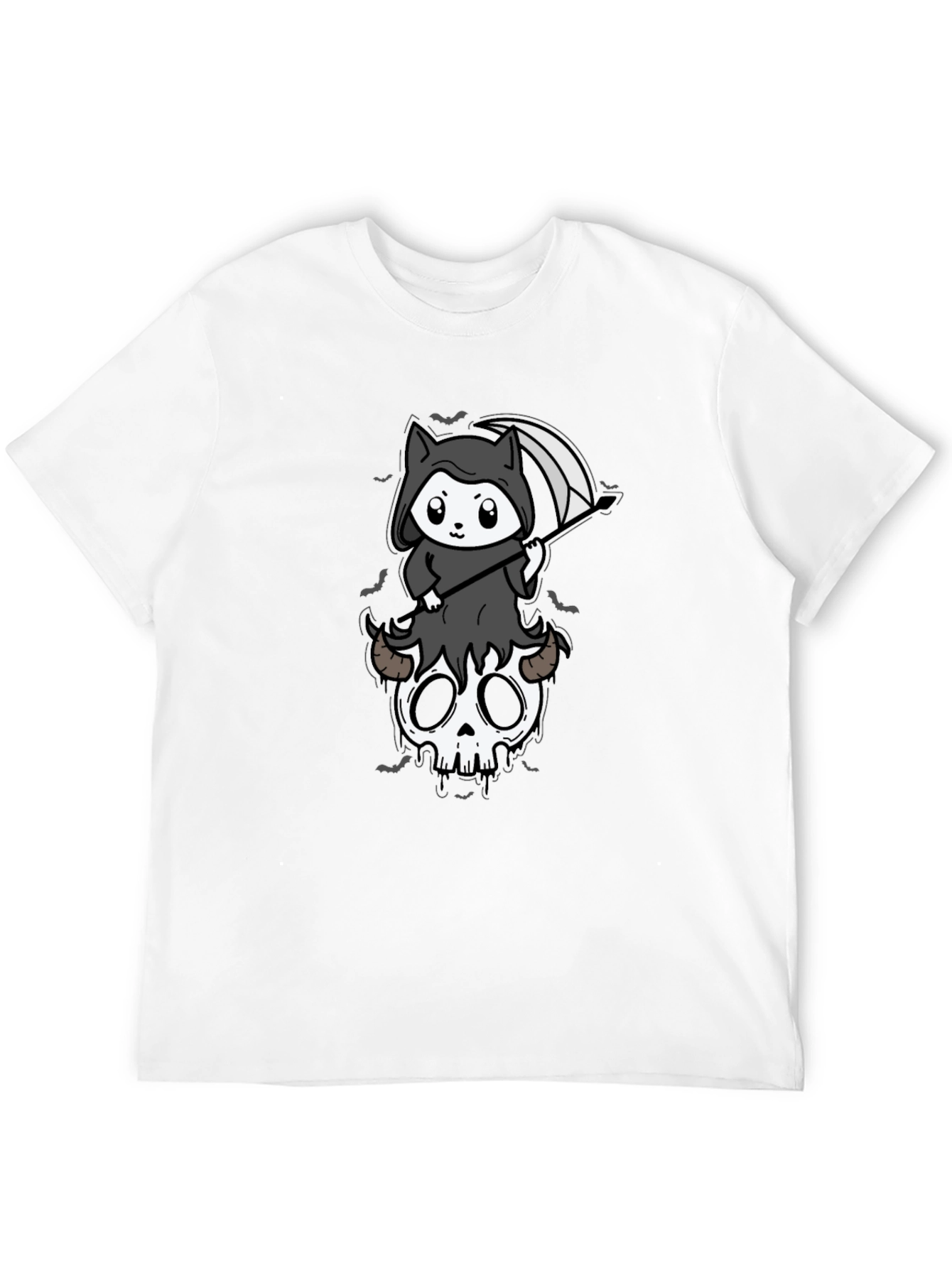 Grim Reaper Kitten T-Shirt - Skull Cute Spooky Tee