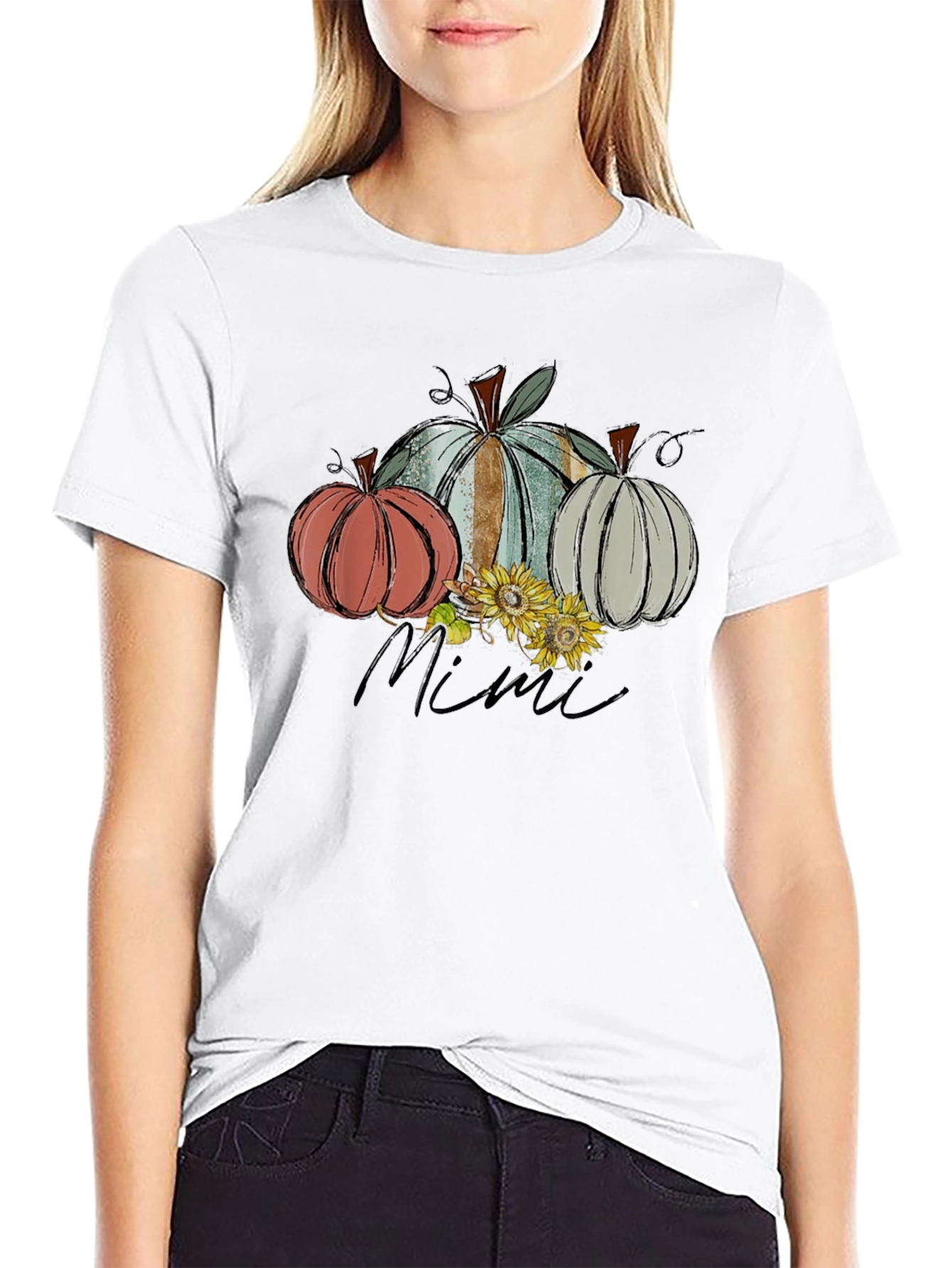 Autumn Pumpkin Mimi T-Shirt Fall Harvest Tee