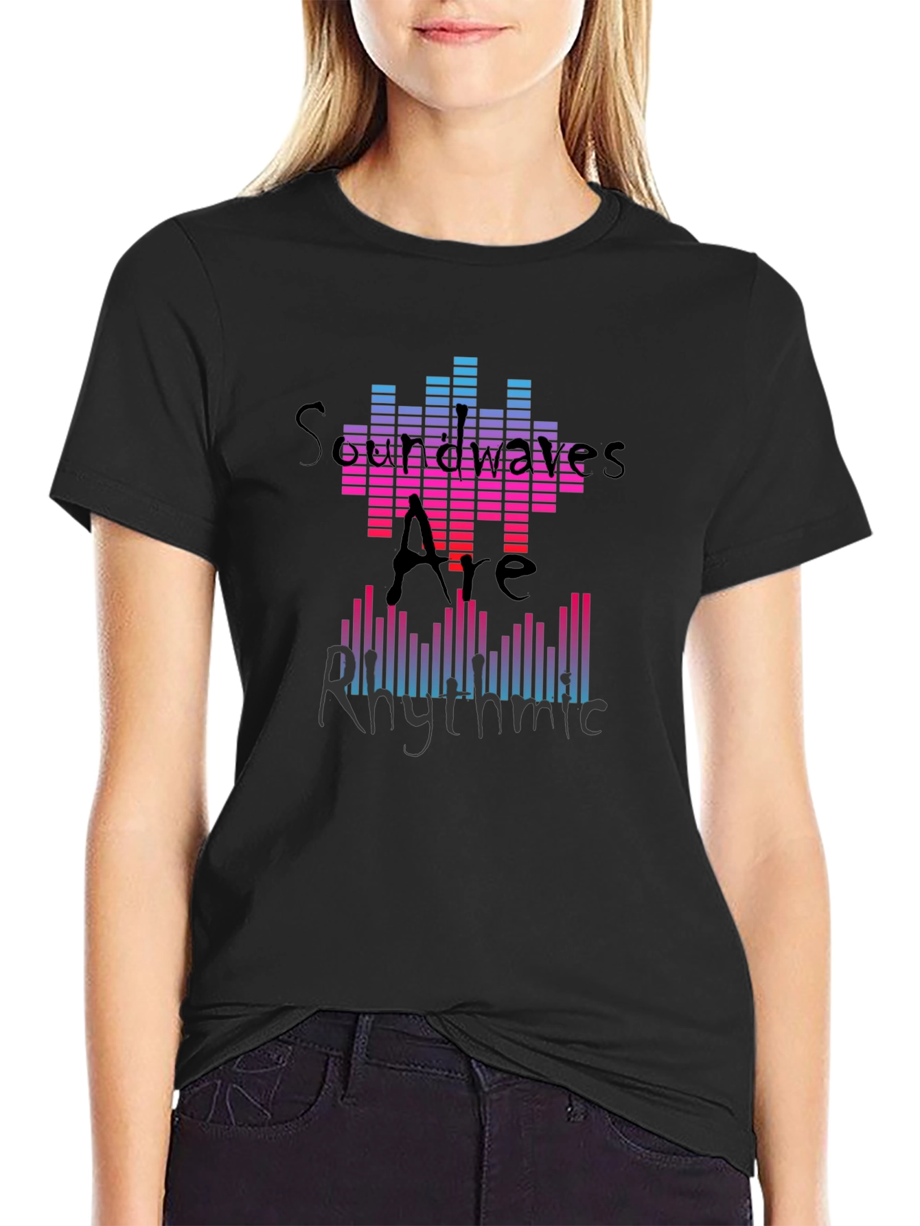 Soundwaves Rhythmic Graphic Tee - Black