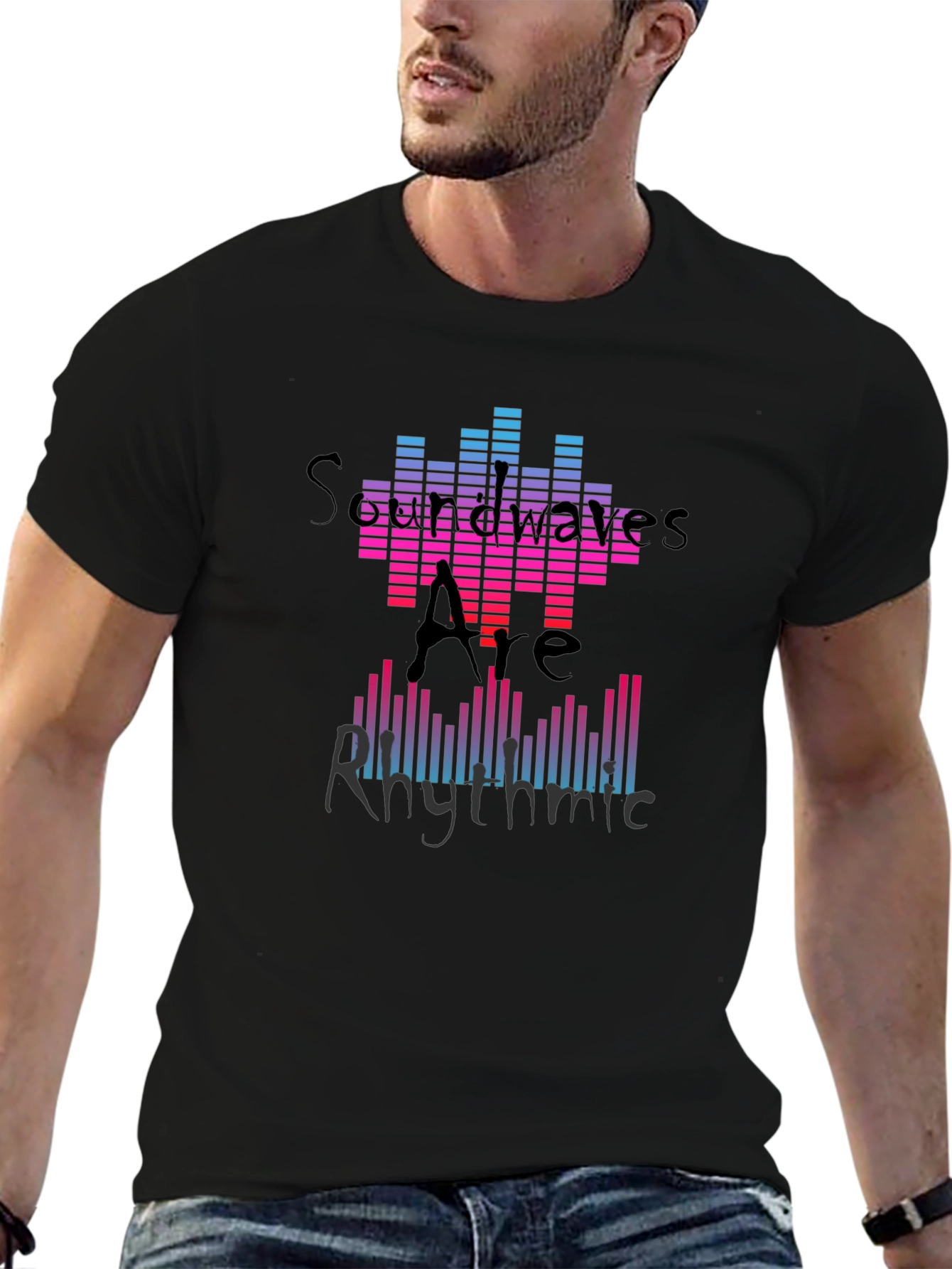 Soundwaves Rhythmic Graphic Tee - Black