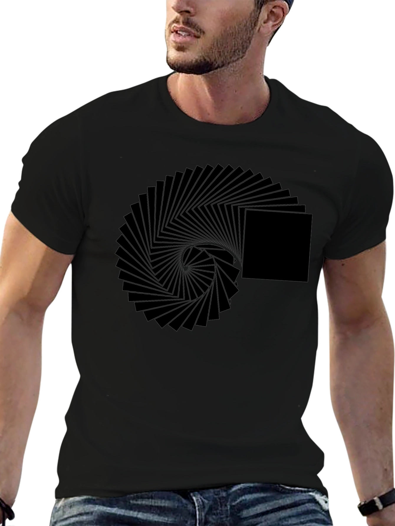 Geometric Illusion Black T-Shirt