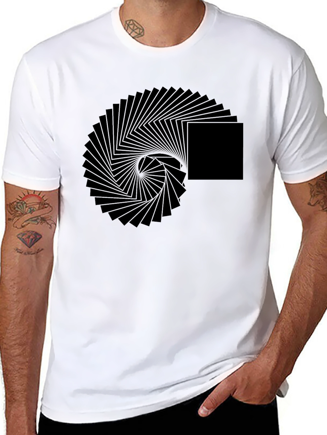 Geometric Illusion Black T-Shirt