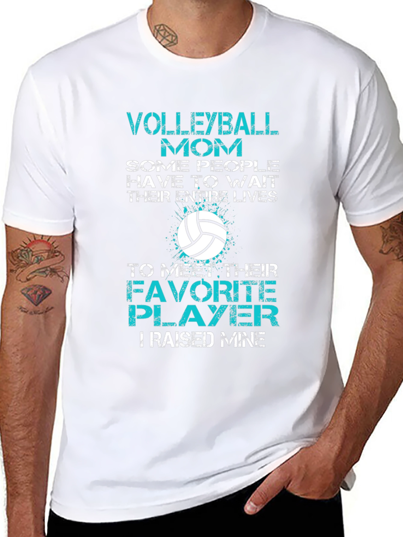 Volleyball Mom T-Shirt - Raised My Favorite Player