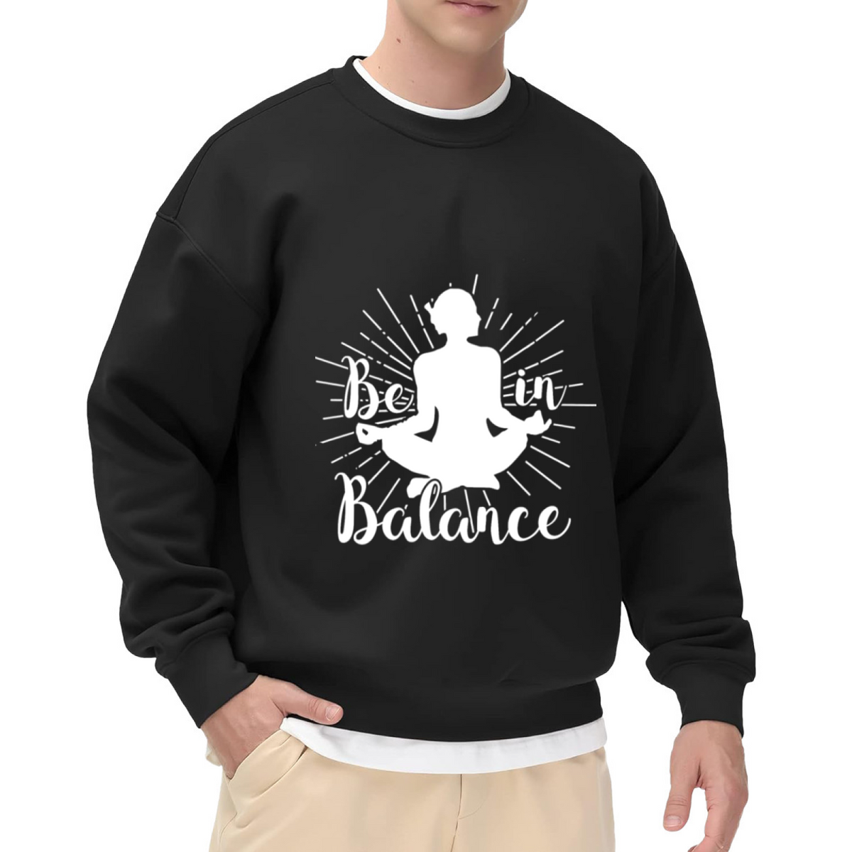 "BE IN BALANCE" Meditation Silhouette Design - Crewneck Sweatshirt | Meditation, Yoga, Zen Gift