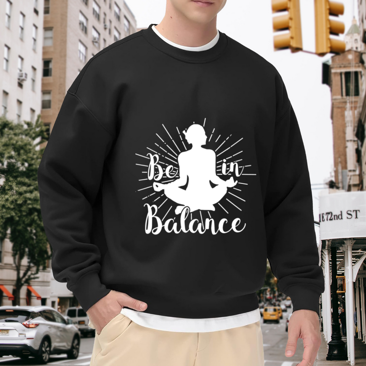 "BE IN BALANCE" Meditation Silhouette Design - Crewneck Sweatshirt | Meditation, Yoga, Zen Gift