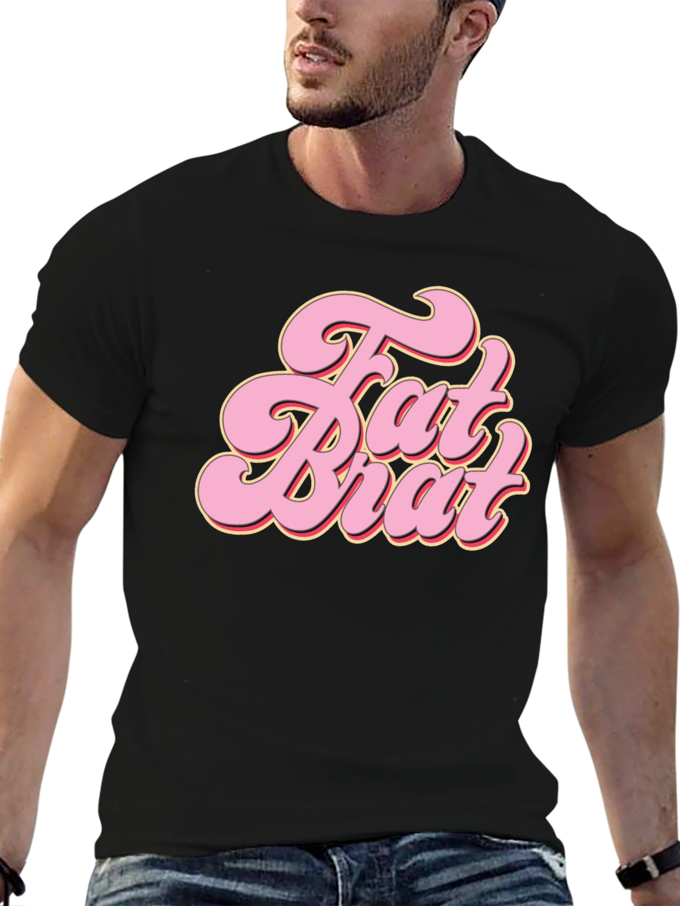 Fat Brat Graphic Tee - Retro Style Black T-Shirt