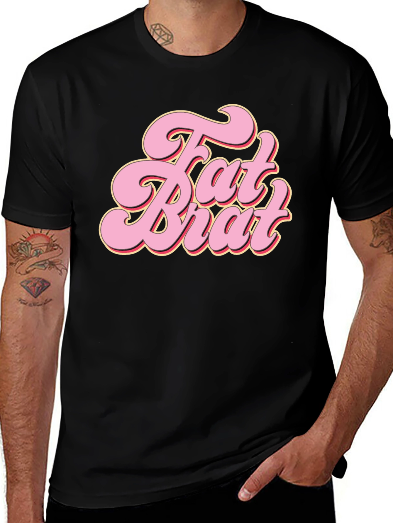 Fat Brat Graphic Tee - Retro Style Black T-Shirt