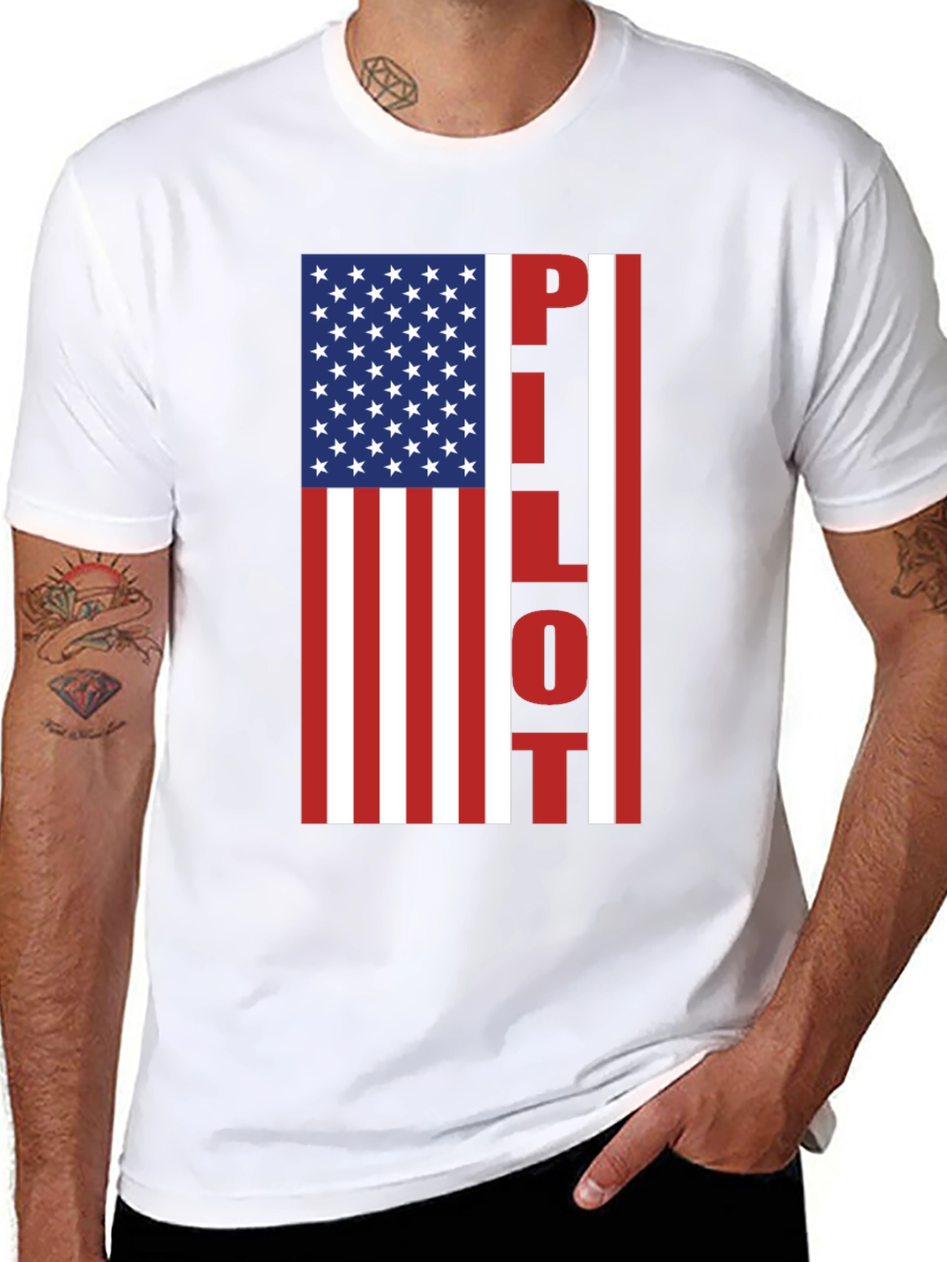 Pilot American Flag Graphic T-Shirt