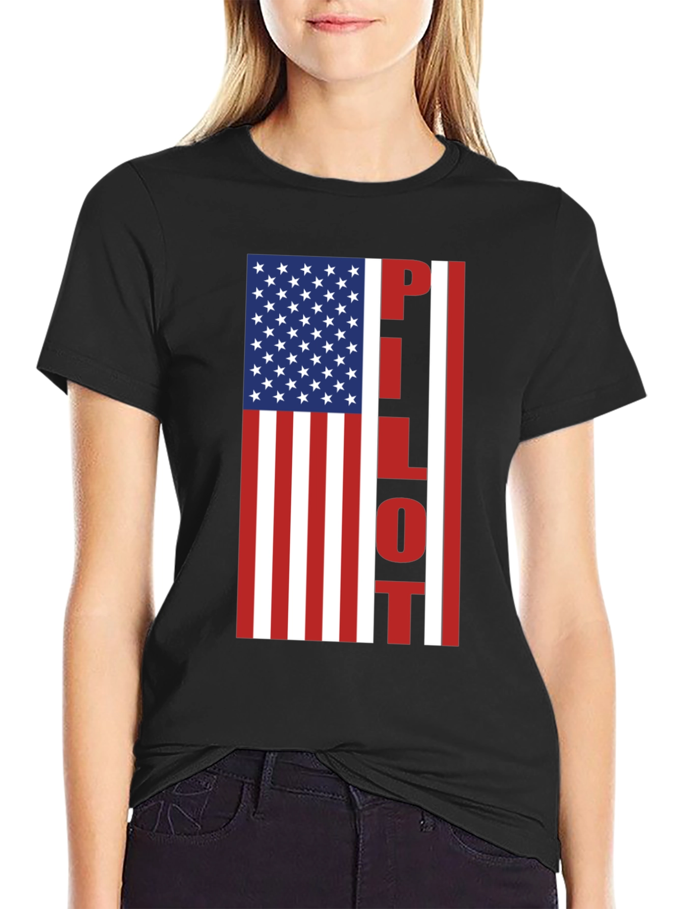 Pilot American Flag Graphic T-Shirt
