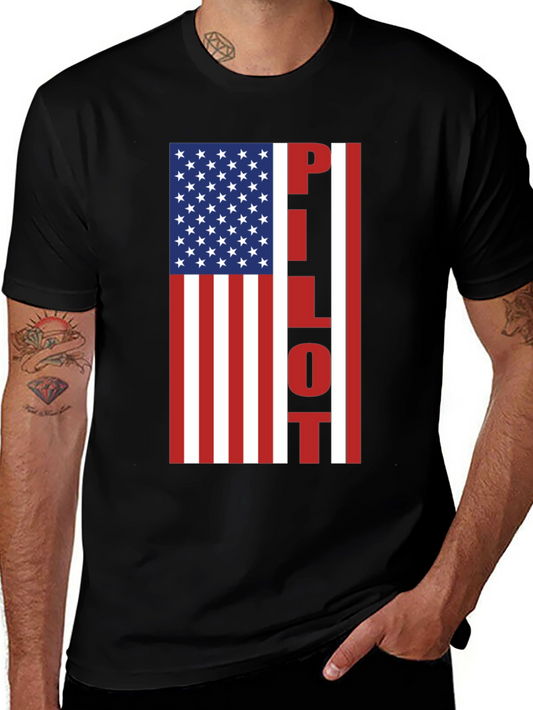 Pilot American Flag Graphic T-Shirt