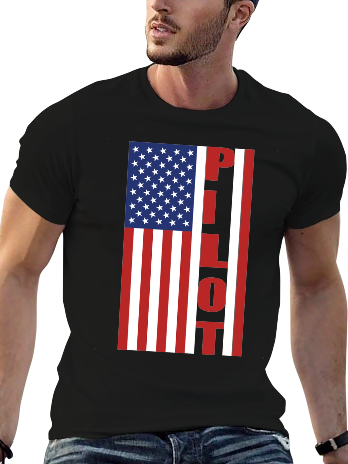 Pilot American Flag Graphic T-Shirt