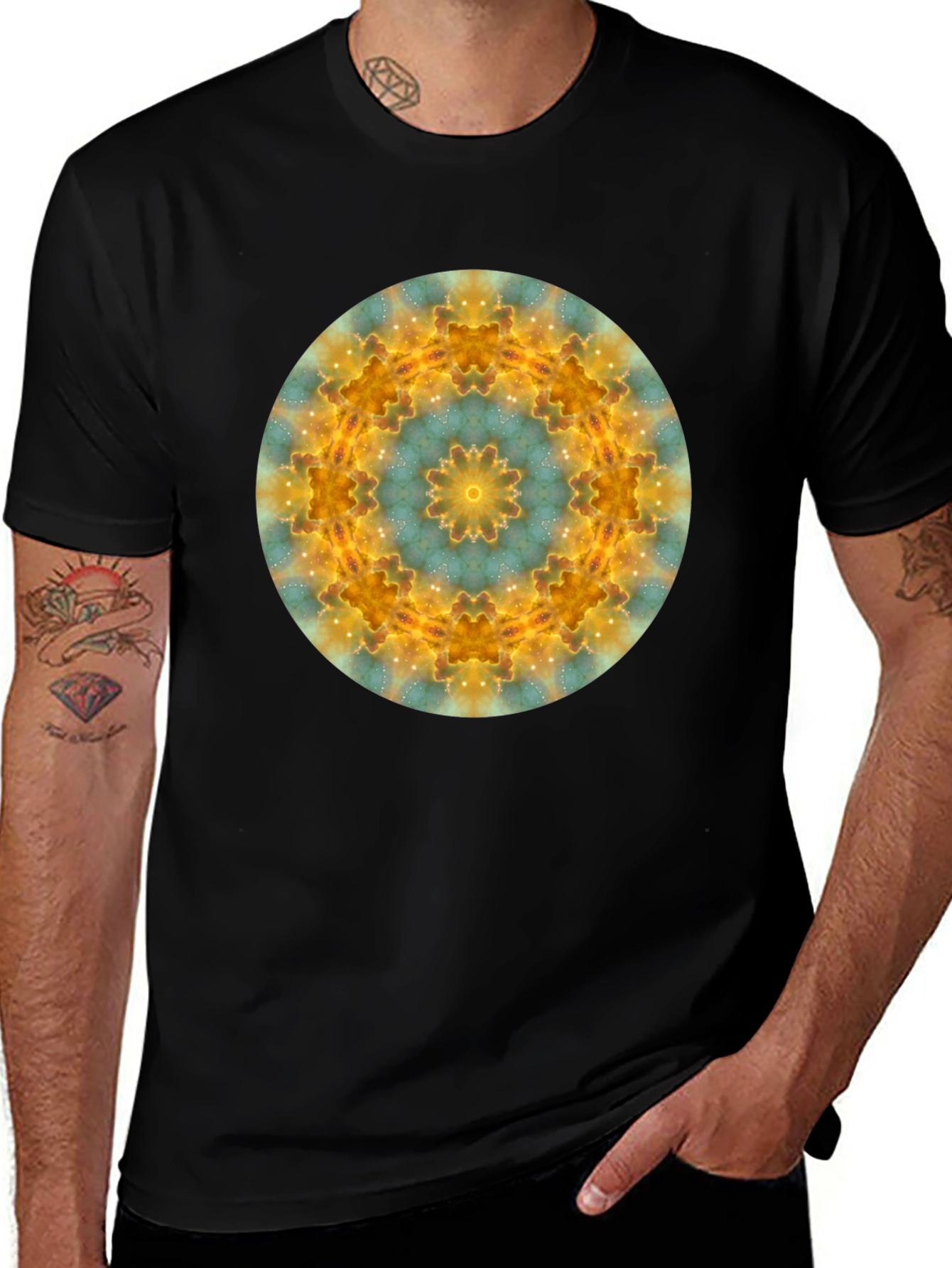 Cosmic Mandala Black T-Shirt