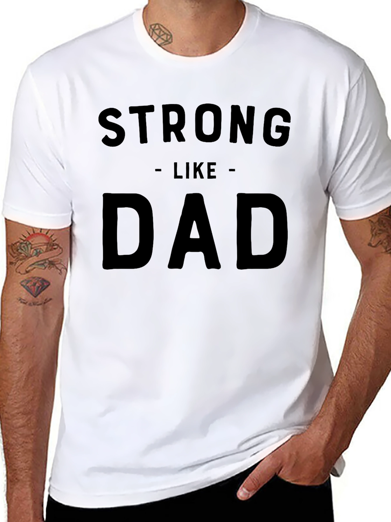 Strong Like Dad Graphic Tee - Mens Black T-Shirt
