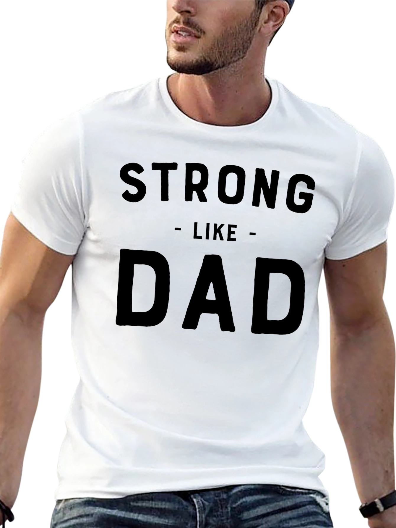 Strong Like Dad Graphic Tee - Mens Black T-Shirt